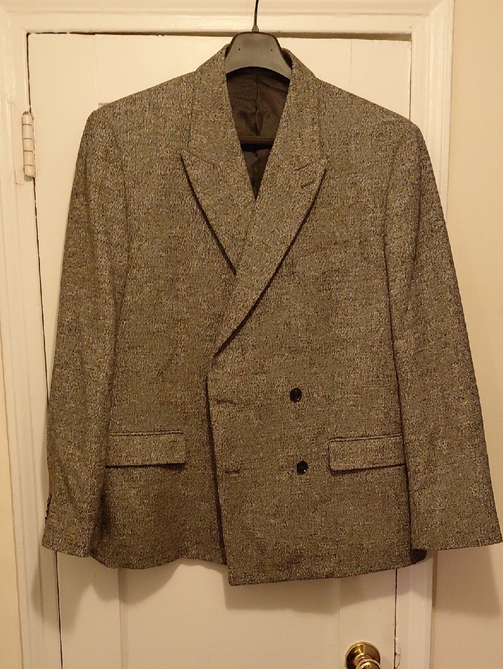 H&M Men's Double-Breasted Tweed Blazer in Gray
